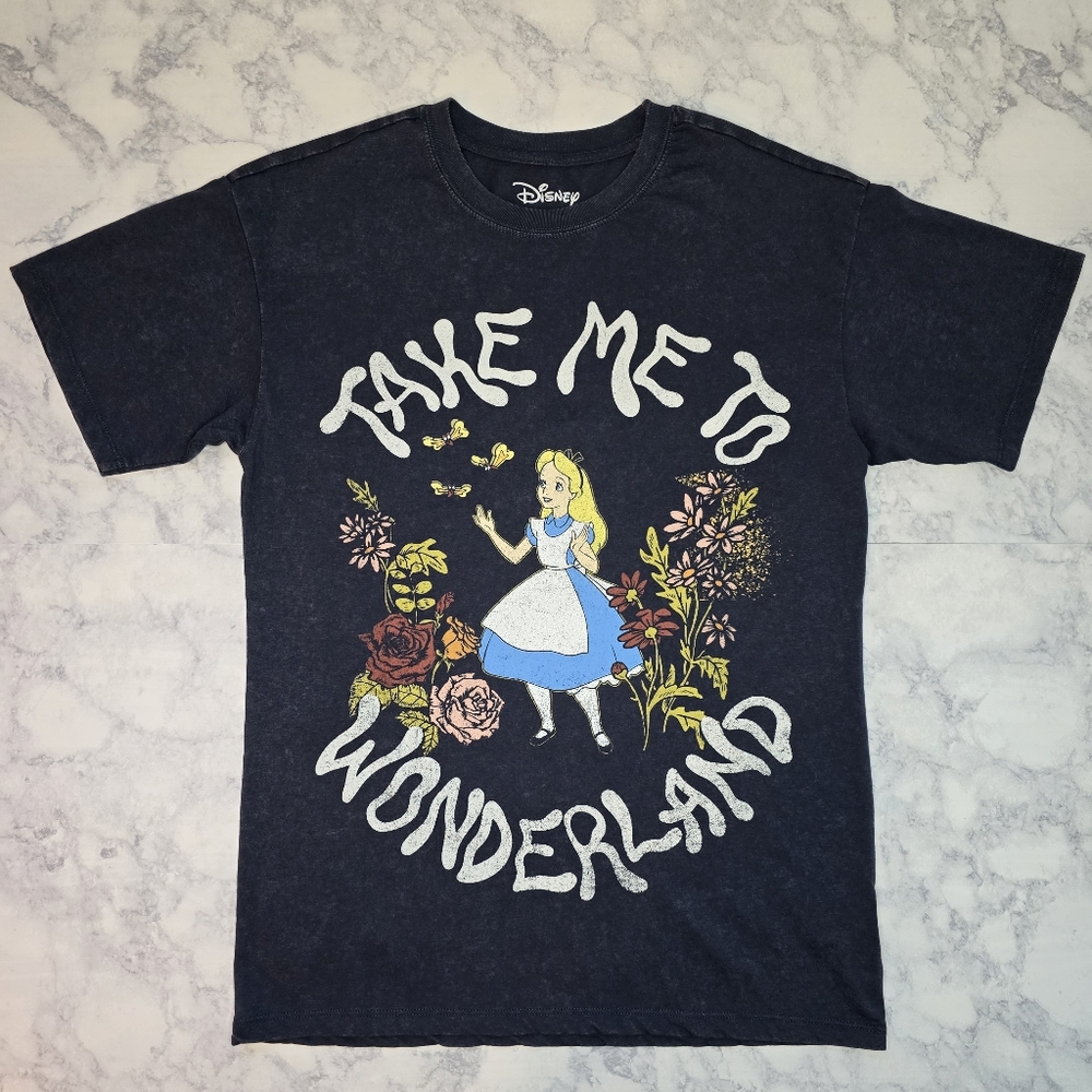 Disney Alice in Wonderland Graphic Tee Take Me To Wonderland Blue XS